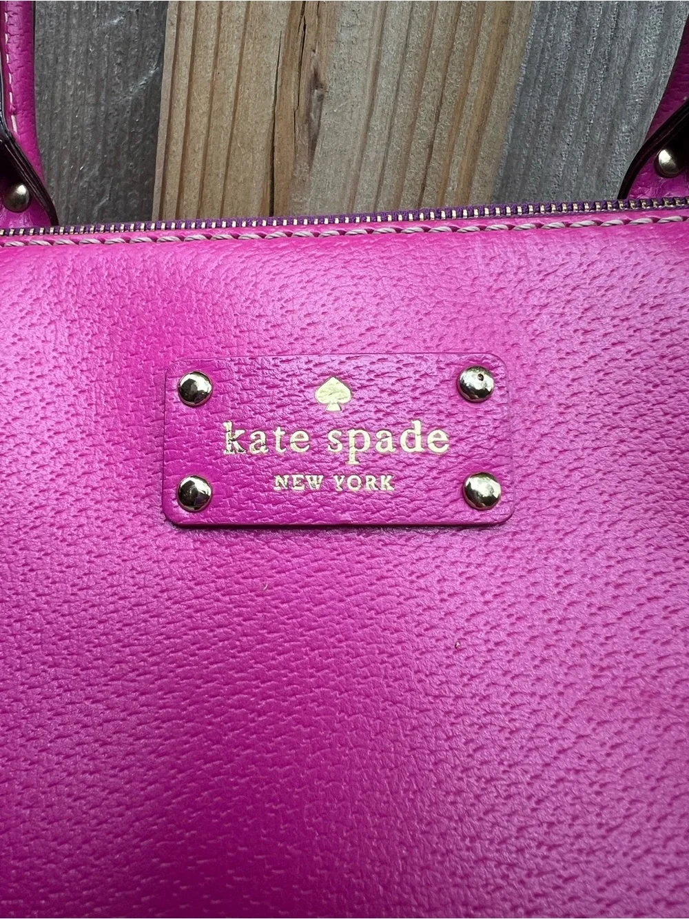 Kate Spade New York Magenta Pebbled Leather Satchel Gold Hardware Purple